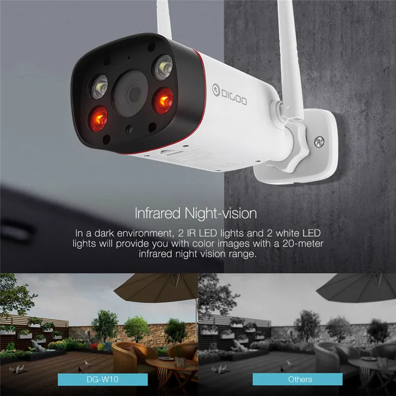  DIGOO DG-W10 Smart IP Camera Dual IR Light 1080P Wireless WiFi Security Camera IP66 Outdoor Two-way - 4.00012E+12