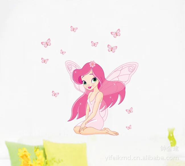 CHILDREN'S Room Decorative Stickers Environmentally Friendly PVC Sticker Wall Adhesive Paper Bedroom Romantic Pink+ Girl JM8257