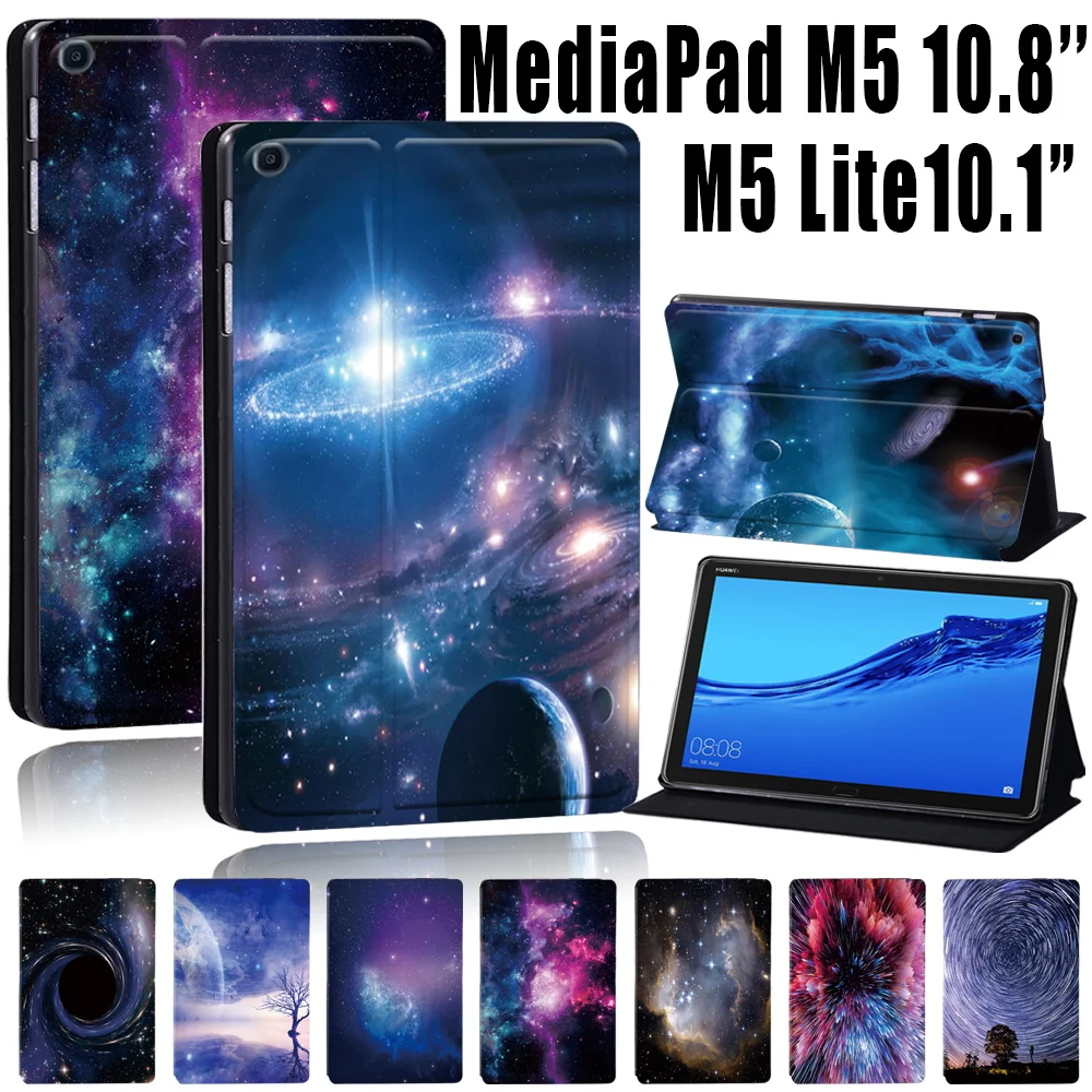 Custodia Per Huawei Mediapad M5 Lite 8/Mediapad M5 Lite 10.1 "/Mediapad M5 10.8" Custodia Rigida In Pelle Per Tablet Con Motivo Spaziale