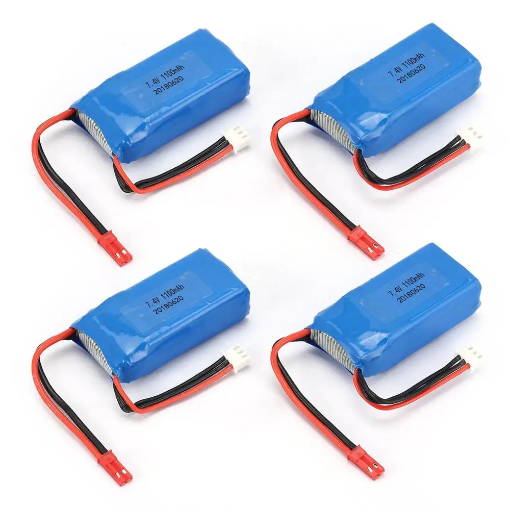 4 шт. 7,4 в 1100 мАч 25C 2S Lipo батарея JST вилка перезаряжаемая для Wltoys A949 A959 A969 A979 радиоуправляемые машины самолеты Дрон