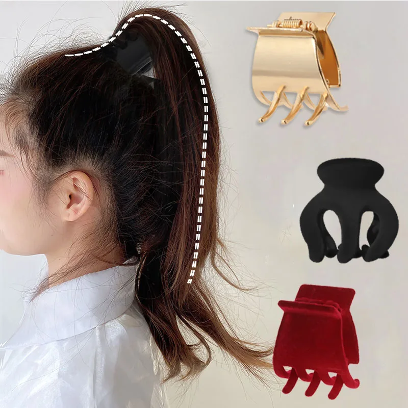 Women Vintage Elegant High Ponytail Fixed Geometric Small Hair Claws Lady Convenient Headband Hair Clip Hairpin Hair Accessories head scarves for women