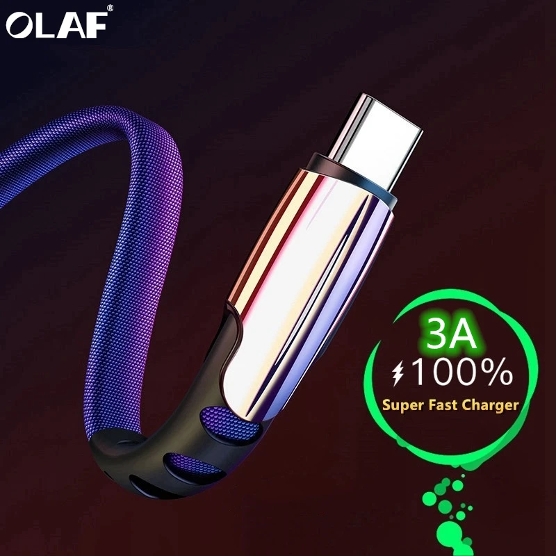 

Olaf USB Type C Cable for Samsung S9 S8 Quick Charge 3.0 Fast Type-C Mobile Phone USB C Cable for Xiaomi mi9 Redmi note 7 8 Cord