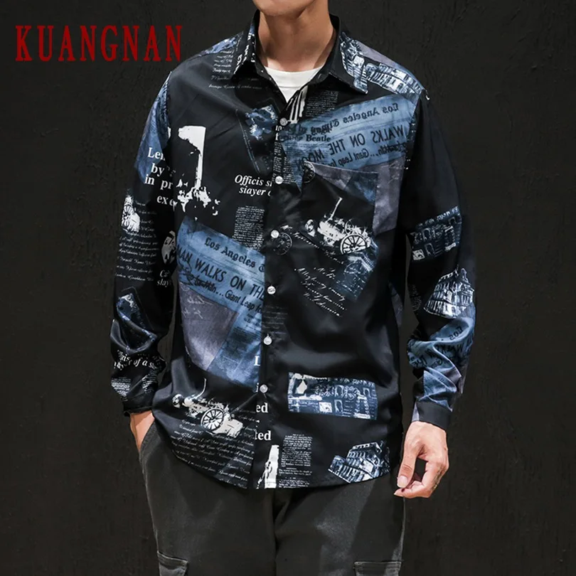 KUANGNAN Толстовка Harajuku рубашка Мужская Уличная блуза с длинными рукавами мужские