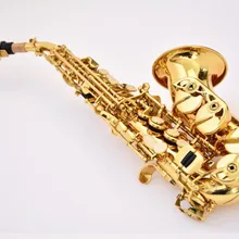 Сопрано изогнутая Шея саксофон лак золотой Латунный корпус Высокое качество Музыкальные инструменты с мундштуком