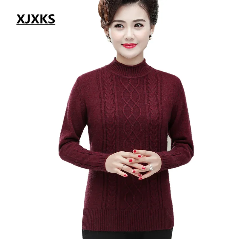

XJXKS Solid color all-match women turtleneck sweater 2019 autumn winter new high-end cashmere knitted sweater women pullover