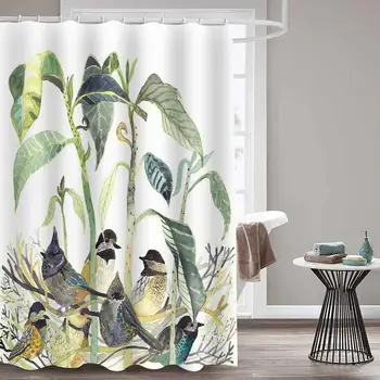 

Modern 3D Printing Forest Shower Curtain Green Flowers Plant Landscape Bath Curtain With Hooks For Bathroom waterproof scenery