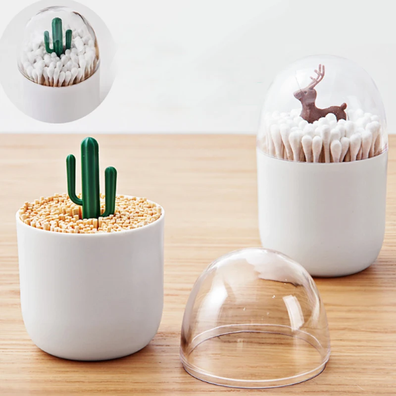 

Creative Lotus Cotton Swab Storage Box Cotton Holder Toothpicks Case Plastic Organizer Kitchen Storage Container