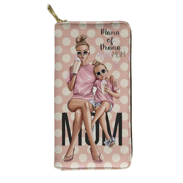 HMA175Z21 FORUDESIGNS/милый кошелек с принтом Super Mama для женщин, кожаный кошелек для мамы и принцессы, уникальный женский дорожный кошелек для денег, держатель кредитных карт - Цвет: HMA175Z21