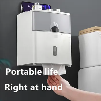 

Double Layer Toilet Paper Holder Waterproof Storage Box Wall Mounted Toilet Roll Dispenser Portable Toilet Paper Holders