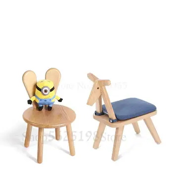 

Solid wood small bench cartoon wooden stool child learning chair baby dining chair rabbit ear stool