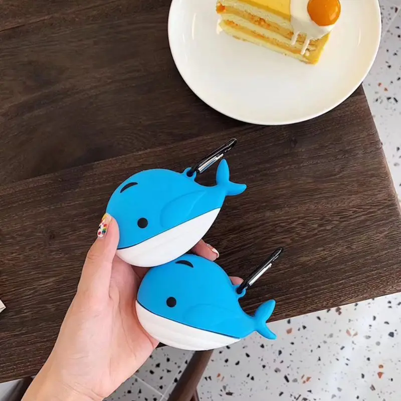

Blue Whale Pattern Protective Case Silicone Cover for Airpods 1/2 Charging Box 3XUE