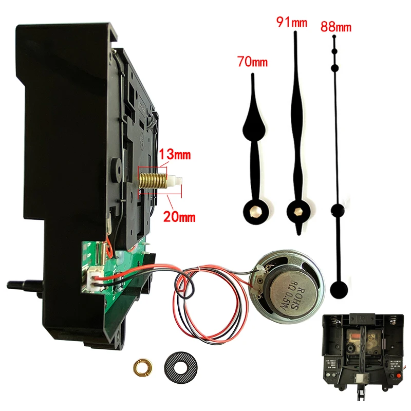 3 Size Long Shaft 6/9/13mm Music Chime Box Clock Movement Pendulum Swing Silent Mechanism With Hands DIY Replacement Kits 2