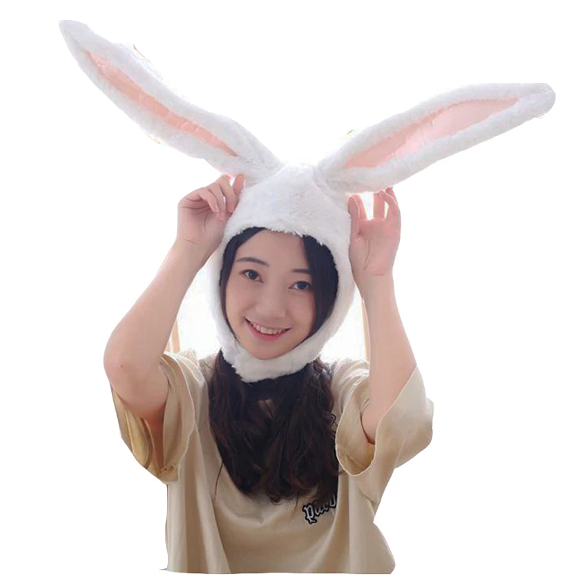 

Rabbit Photo Props Bunny Ears Hood Hat Plush Toy Birthday Stuffed Cap Gift