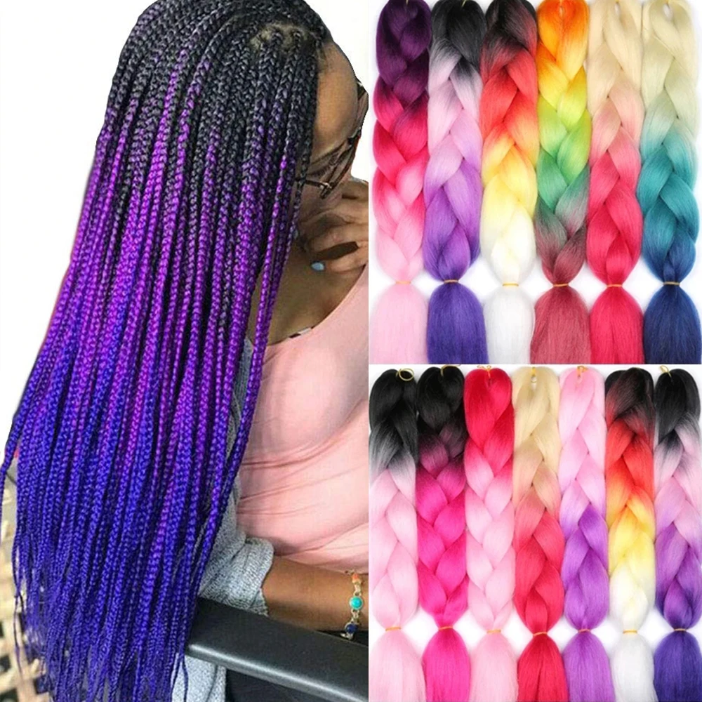 Kong & Li-extensiones de pelo trenzado sintético, caja de trenzas de giro de 24 pulgadas, 100G, 120 colores, Ombre Jumbo, preestirado, venta al por mayor