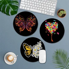 Almohadilla de ratón de ordenador antideslizante de cuero con patrón de mariposa, alfombrilla de ratón redonda de Animal, 22x22 Cm, para MacBook, Huawei, Lenovo y Xiaomi