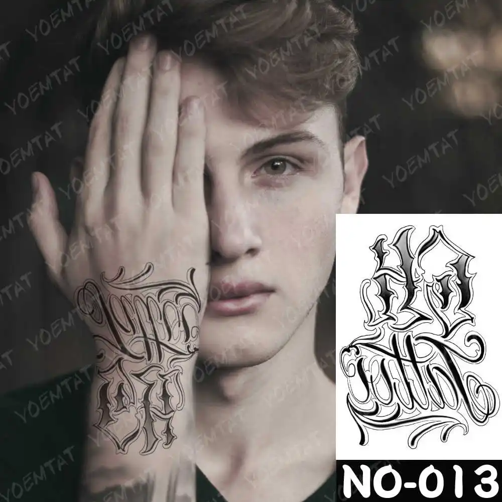 13-NO13 Waterproof Temporary Tattoo Sticker Old School Rose Fake Tatto Flash Tatoo Hand Arm Black Castle Tato body art for Women Men - Color: 13-NO13