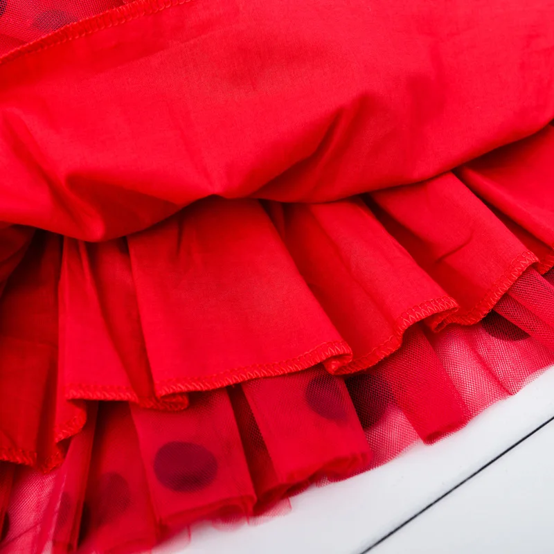 Carnival 2020 Red bug cosplay Girls Dress Summer Clothes Redbug Party Dress Children's day Lace Dot Baby Girls Dresses