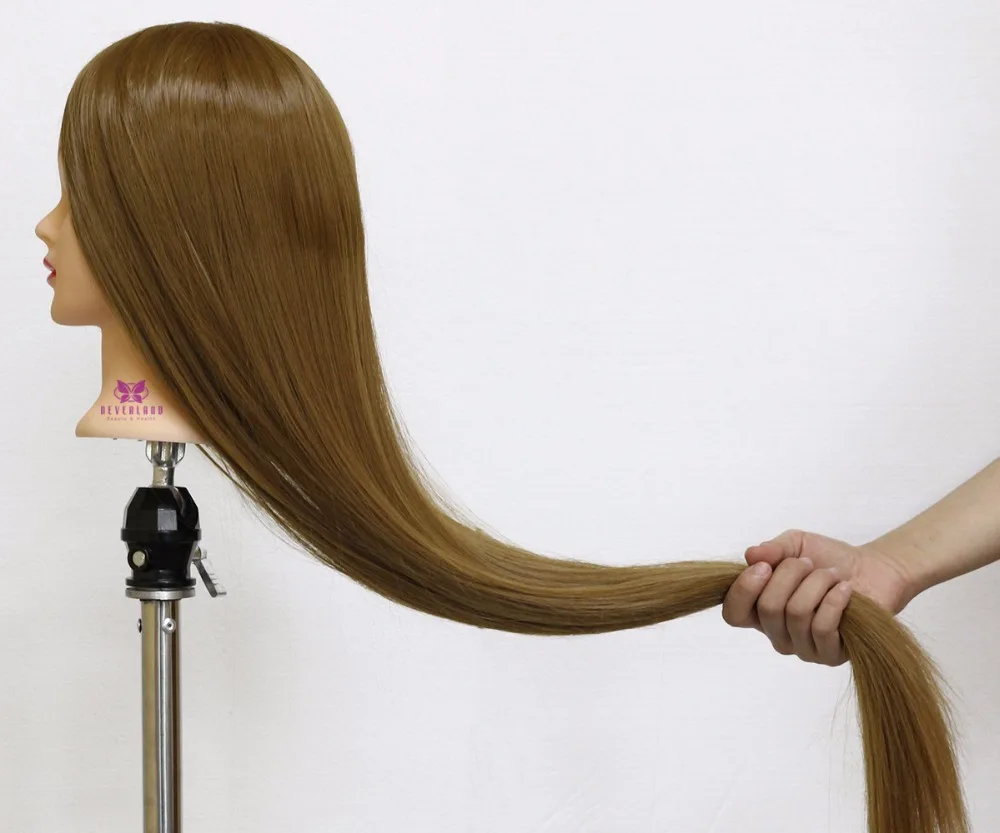 Tanie 30   75 cm matowe długie grube włosy trening głowy synteza Salon Design praktyczny manekin lalka moda głowa fryzjerska treningowa