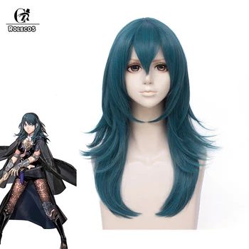 

ROLECOS Game Fire Emblem Byleth Cosplay Wig Three Houses Byleth Cosplay Women Wig 60cm Long Blue Synthetic Hair Headwear