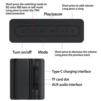 

40W Bluetooth Speaker Waterproof TWS Interconnection Call Function Wireless Mini Rechargeable Portable Outdoor Card Insert