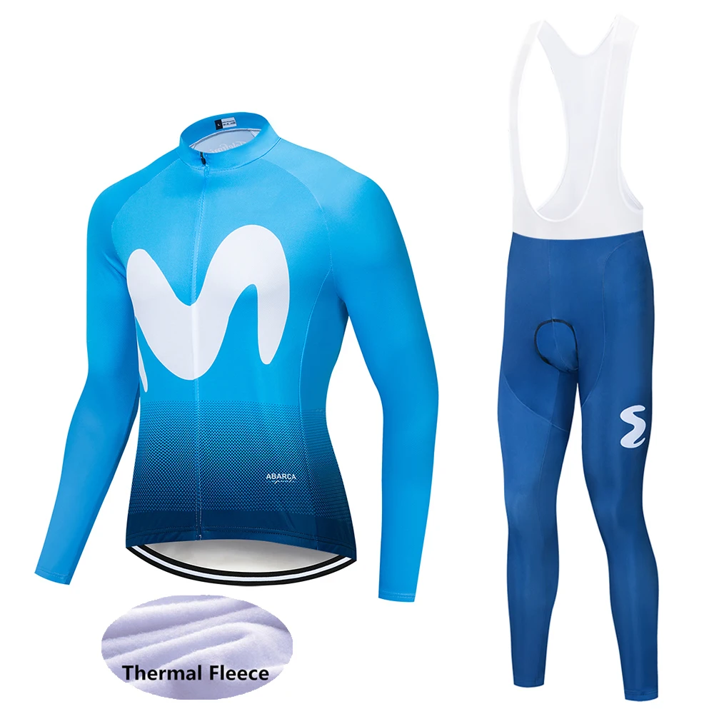 Cycling suit Movistar Зимняя Теплая Флисовая футболка с длинными рукавами для велоспорта, Мужская одежда, одежда для велоспорта, одежда для велоспорта, Майо Ropa Ciclismo - Цвет: Cycling suit
