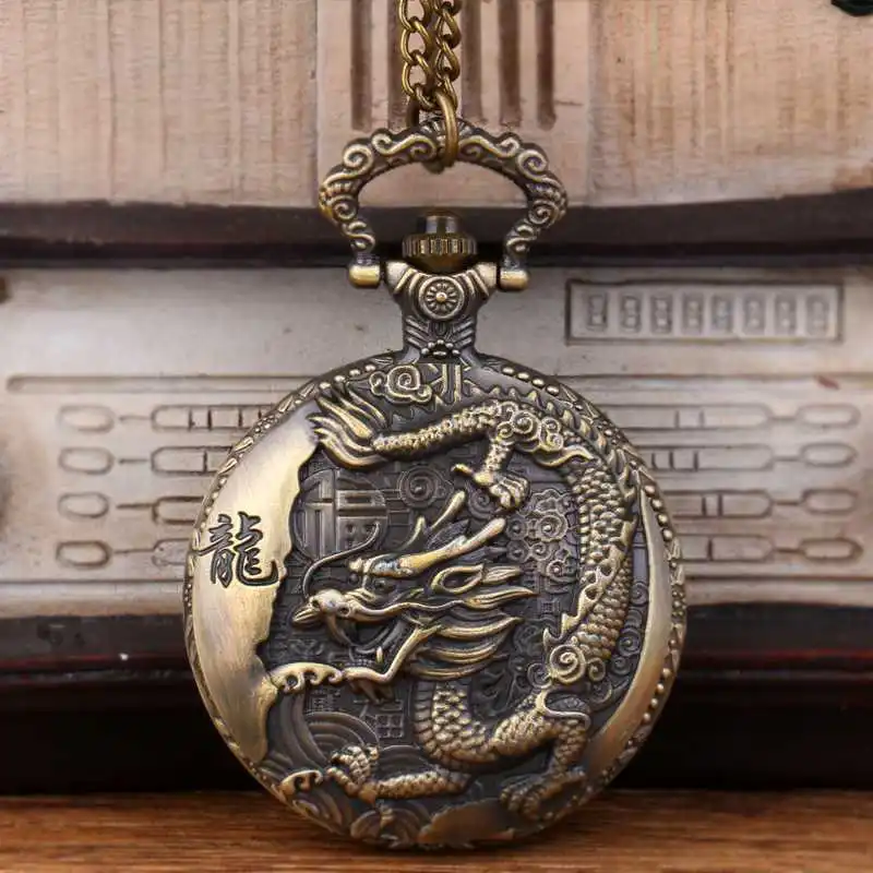 

Quartz pocket watch Chinese Zodiac Series Rat, Cow, Rabbit, Dragon Snake, Embossed Pattern, Necklace, Creative Jewelry