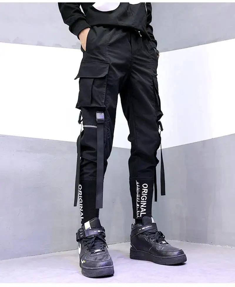 aladdin trousers HOUZHOU Summer Cargo Pants Men Embroidery Joggers Techwear Men's Cargo Trousers Pockets Gothic Hip Hop Harem Pants Streetwear harem trousers