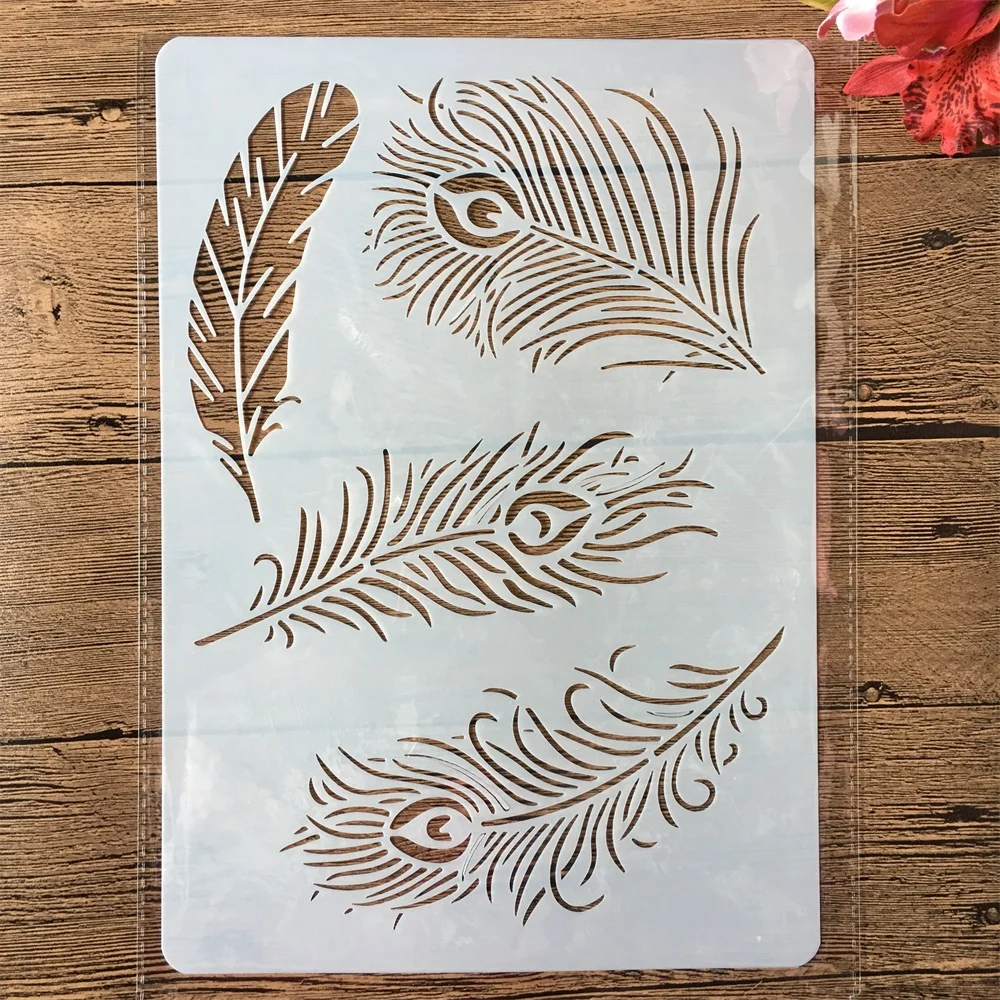 A4 Pea Feather Diy Craft Layering Stencils Painting A4 Pea Feather Diy Craft Layering