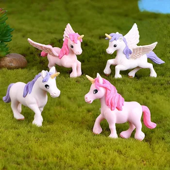 

1Pc Cute Unicorn Miniatures Figurines Fairy Garden Ornaments Craft Micro Landscape DIY Home Decoration Accessories