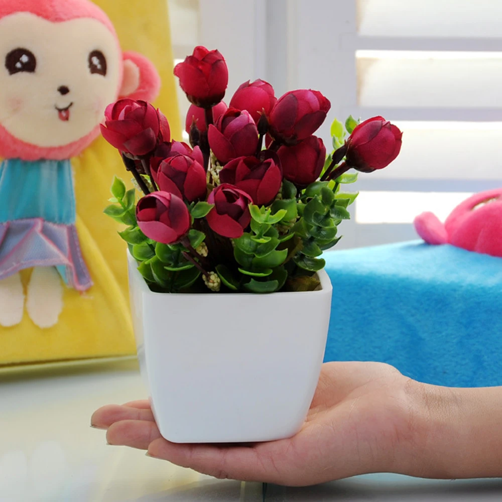 Искусственный цветочный набор для гостиной, мини-украшение для дома, пластиковый цветочный журнальный столик, маленький цветочный горшок бонсай