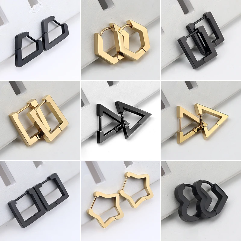 New Fashion Gothic Triangle Earrings Unisex Punk Rock Men Women Stainless Steel Stud Pierced Ear jewelry Best Gifts | Украшения и