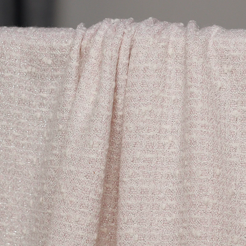 Ткань розовая нитевидная Серебряная твидовая ткань шерстяные материалы Осенняя Женская куртка швейная ткань портной