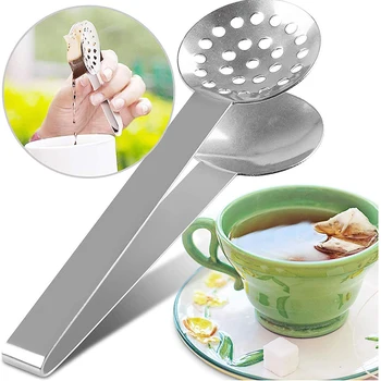 

1 pc Anti-Hot Clamp Tong Squeezer Stainless Steel Tea Bag Squeezer Teabag Tong Holder Herb Grip Kitchen Tool Lemon Slice Clip