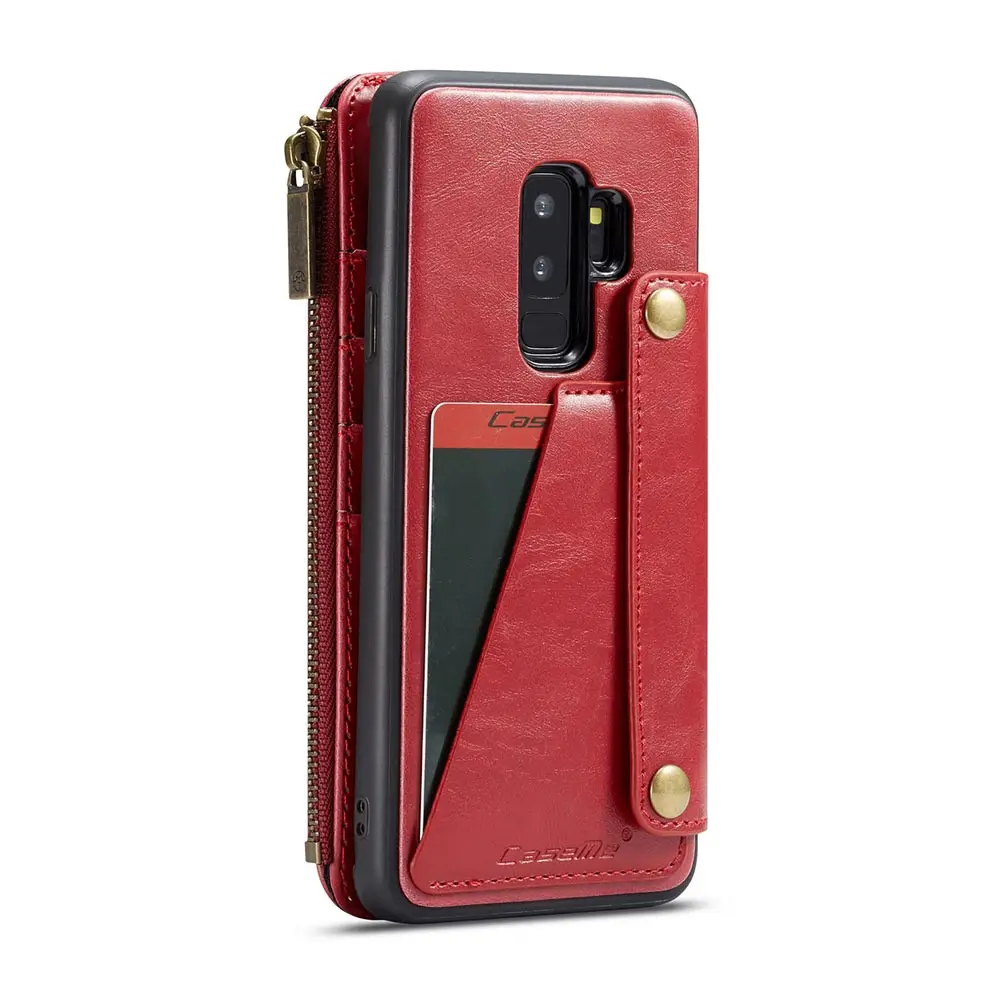 Red KISSCASE X Zipper Retro Leather Wallet Case Handbag For iPhone XR/XS Max/X 6/6S/7/8 Plus Card Slots Back Phone Bag Pouch Coque - Цвет: Red
