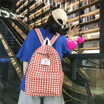 

Women Backpacks for Girls Bookbag 2020 Summer New Fashion Female Casual Plaid School Students Shoulder Bags Travel Backpacks