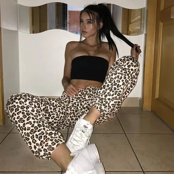 

Paris Girl European American Leopard Casual Pants Women Street Fashion