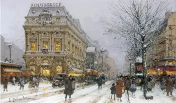 

7 Hand Painted Art Paintings by College Teachers - Paris cityscape in winter Eugène Galien-Laloue - Oil Painting on Canvas
