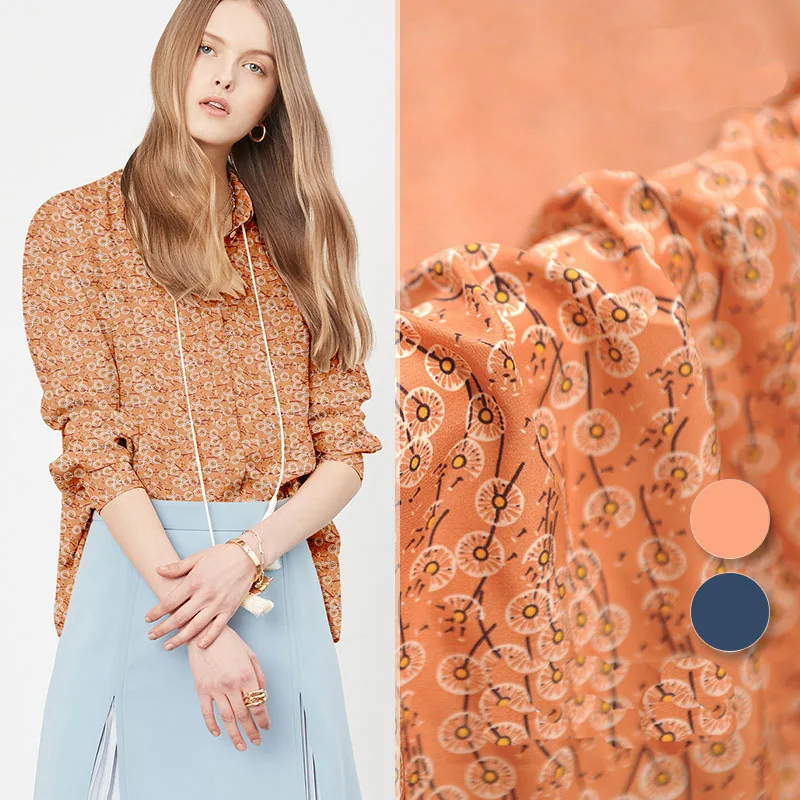 Золотой цветок крепдешин натуральный шелк ткань для атласного платья telas por metro bazin riche getzner tissus au метр tissu DIY