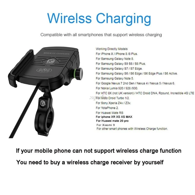  Wasserdicht 12V Motorrad Telefon Qi Schnelle Lade Drahtlose Ladegerät Halterung Halter Halterung St