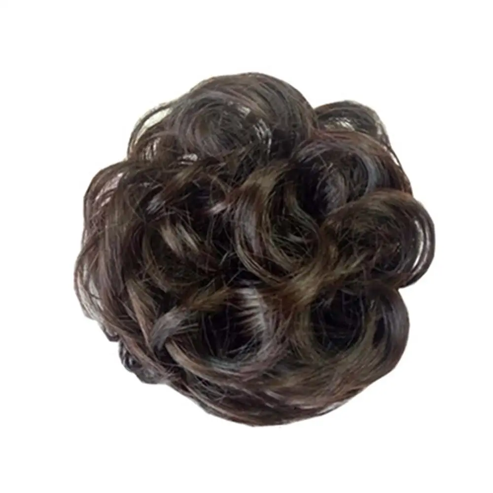 Dark Brown Синтетические волосы резинка для волос парик голова цветок волосы кольцо волос сумка моделирование волос пластина шпильки с цветком женская голова цветок кудрявый - Цвет: Dark Brown