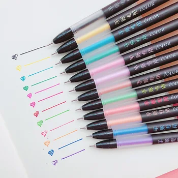 

12 pcs/pack 0.5mm Bookkeeping Multi-Color Gel Pen Candy Color Highlighters Promotional Markers Scrapbooking Gift Stationery