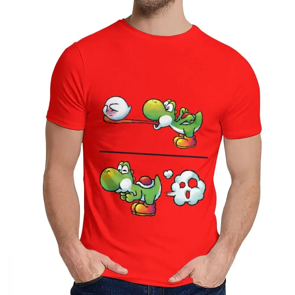 Для мужчин футболка nintendo Yoshi серии Farting Yoshi хороший хлопок Классический круглый вырез ретро короткий рукав - Цвет: Красный