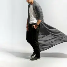 Мужской мешковатый кардиган пальто полная длина плащ для взрослого Свободный Длинный пляжный плащ топы Shawl шаль Свободный кардиган с вырезом