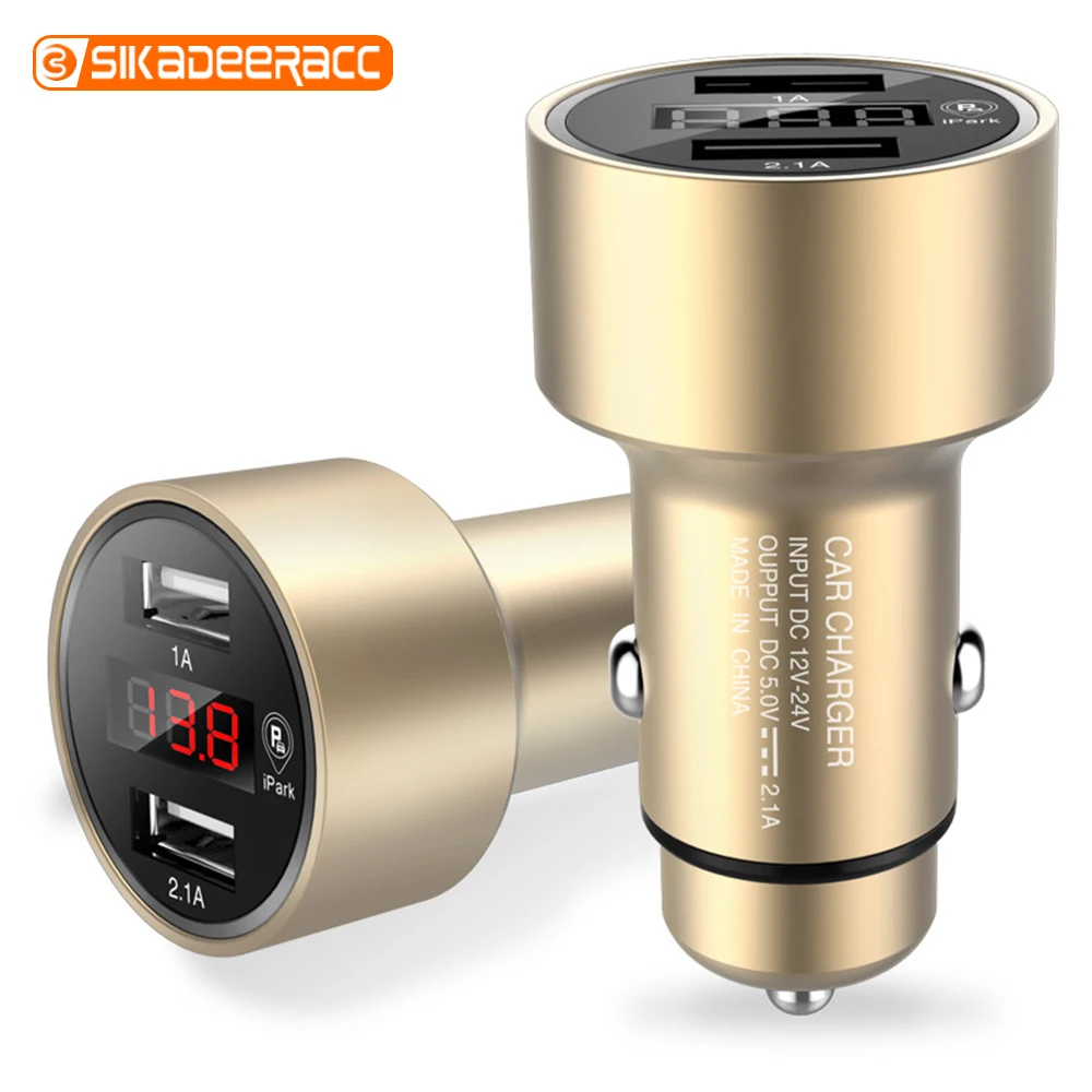 Двойной зарядное устройство USB для смартфона планшета металлический светодиодный дисплей 3.1A авто автомобиль универсальный Быстрая зарядка Прикуриватель разъем
