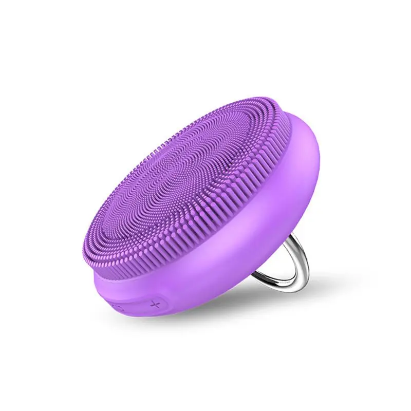 Purple Электрическое очищающее средство для лица с usb-зарядкой, портативное водонепроницаемое средство для снятия макияжа, щетка для сухого и влажного очищения лица - Цвет: Purple
