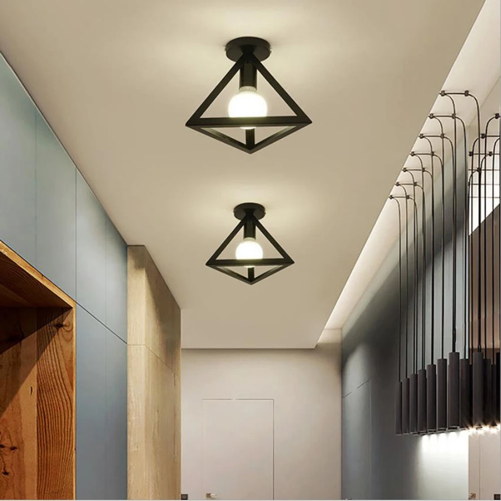 Vintage Ceiling Lamps Chande-lier 110 /220V Retro  Ceiling Light for Corridor Aisle Porch Balcony E27 Home Lights Cage Fixture