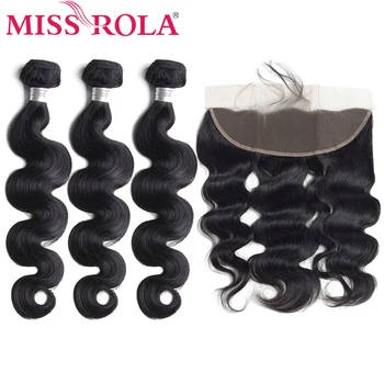 

Miss Rola Hair Pre-colored Malaysian Body Wave 3 Bundles With 13*4 Closure Hair 100% Human Hair Extensions Non Remy 8-24 Inches
