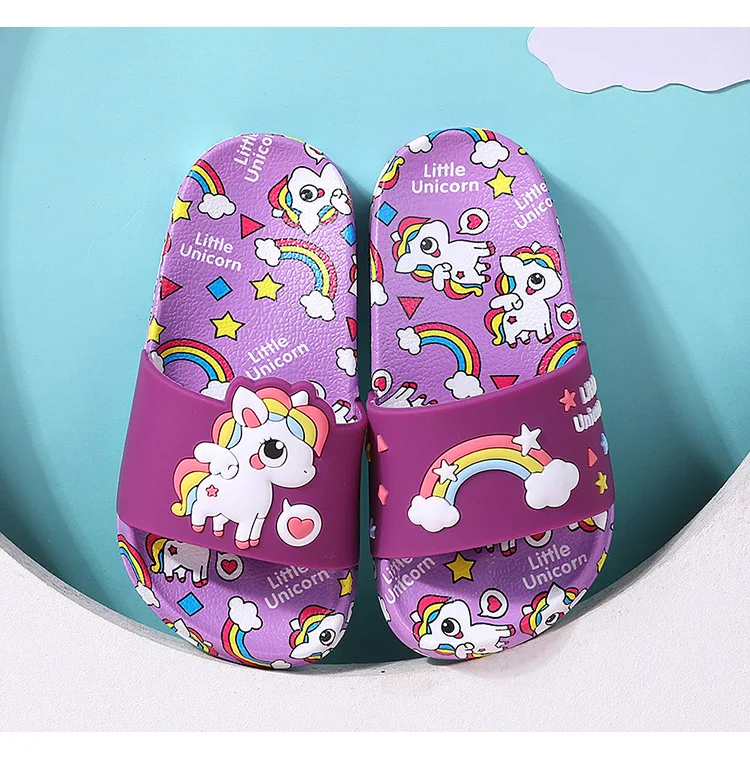 children's shoes for high arches Unicorn Kids Slippers New Summer Rainbow Boys Girls Slippers PVC Non-slip Children Beach Shoes Baby Home Sandals Kids Flip Flops comfortable sandals child