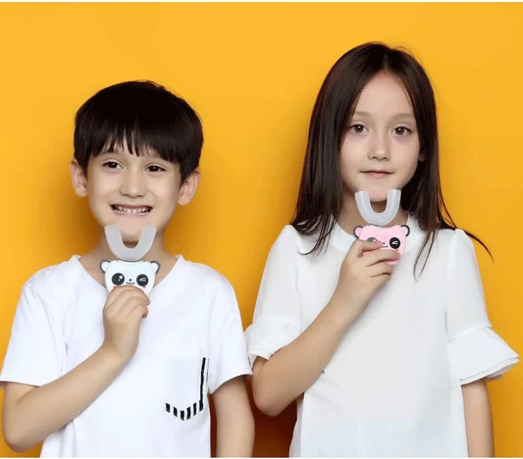 U-образная электрическая зубная щетка для детей, автоматическая ультразвуковая зубная щетка для детей, 360 градусов, отбеливающая щетка для чистки инструментов
