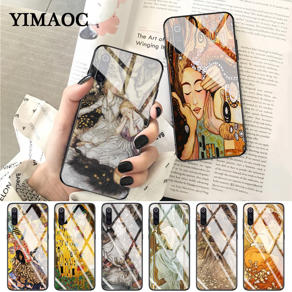 YIMAOC art ALPHONSE MUCHA Slim Design Glass Case for Xiaomi Redmi 4X 6A note 5 6 7 Pro Mi 8 9 Lite A1 A2 F1 |